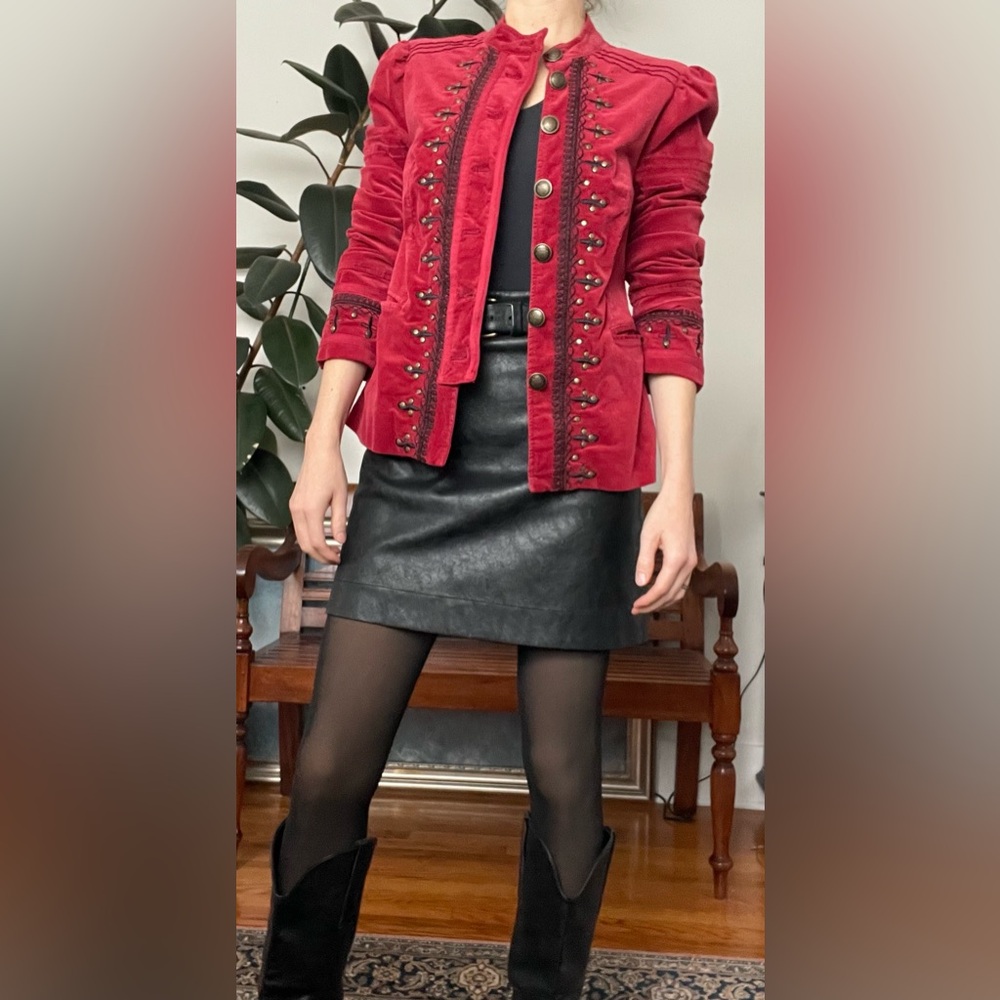 Free People Maven Velvet Embroidered Jacket / Blazer
